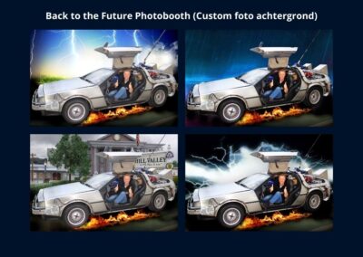 Back to the Future fotobooth - Custom made foto achtergrond , met genoeg ruimte voor eigen content. Zoals logo, datum, QR codes etc