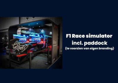 Formule 1 race simulator voor beursstand of thema evenement inclusief paddock