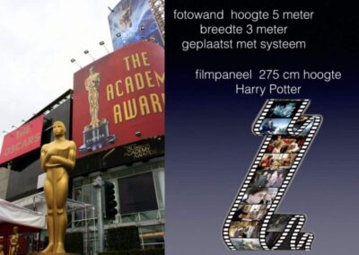 Grote fotowand tot wel 5 meter hoog. Welcome to your Hollywood of Movie thema feest